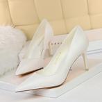 Witte kunstleren dames pumps met 7.5cm hak / vrouwen hakken, Verzenden, Nieuw, Wit, Pumps