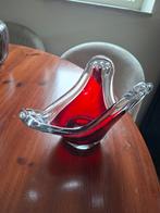 Glasobjecten Ruby schaal wijnrood en helder glas, Ophalen of Verzenden