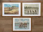 Indonesische schilderijen 3x Indische aquarellen gesigneerd, Ophalen of Verzenden
