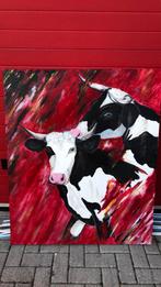 Groot kleurrijk schilderij van koeien (100x120), Ophalen