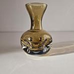 Vintage vaas Amber mondgeblazen kristal glas vaas, Ophalen of Verzenden