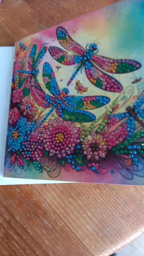 Kaart met envelop. Diamond painting. Libelle., Hobby en Vrije tijd, Kaarten | Zelfgemaakt, Nieuw, Dieren, Ophalen of Verzenden