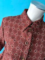 Vintage jaren 70 blouse bruin met print maat L, Maat 38/40 (M), Bruin, Verzenden, Vintage