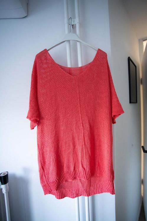 Roze / oranje trui met korte mouwen maat L, oversized, Kleding | Dames, Truien en Vesten, Zo goed als nieuw, Maat 42/44 (L), Roze