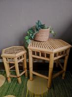 Set grote&kleine rotan tafels zie omsch, Minder dan 55 cm, Rond, Zo goed als nieuw, Ophalen