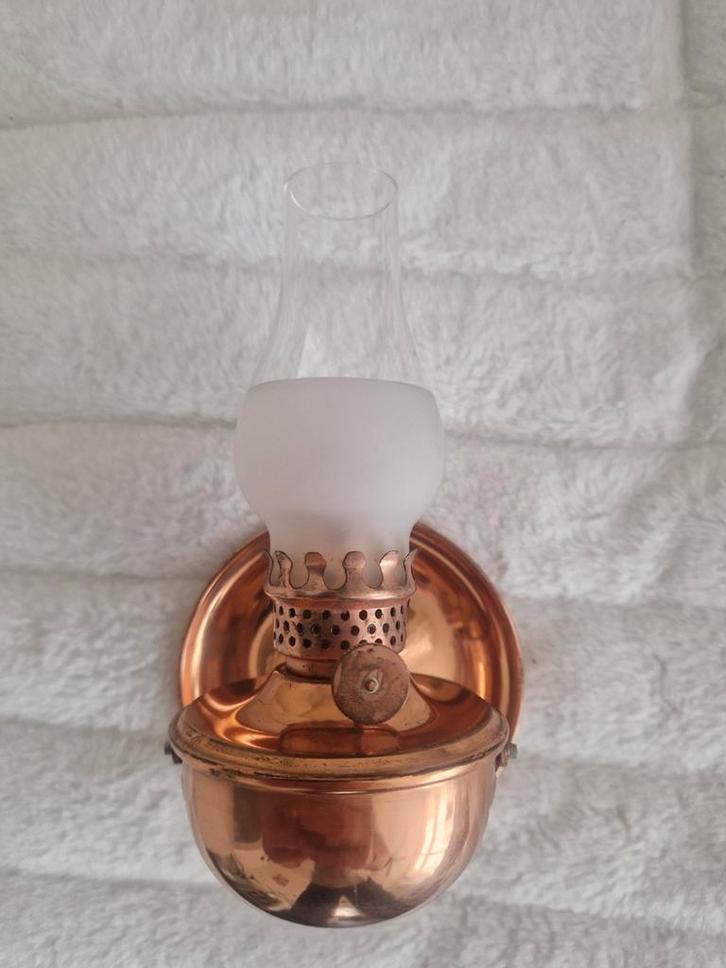 Antieke Koperen Olielamp, Antiek en Kunst, Antiek | Lampen, Ophalen of Verzenden