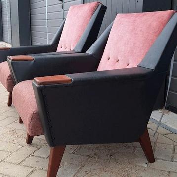 Retro vintage design fauteuils, stoelen, set van 2 zetels beschikbaar voor biedingen