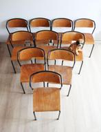 10 hout/metalen vintage schoolstoelen. Set retro stoelen, Huis en Inrichting, Stoelen, Ophalen, Retro, vintage, industrieel, Gebruikt
