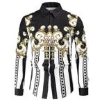 Heren barok overhemd 18 luxe gouden kamper shirt zwart wit, Kleding | Heren, Overhemden, Verzenden, Nieuw
