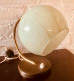 Antiek schemerlampje met gemarmerd glas., Ophalen of Verzenden