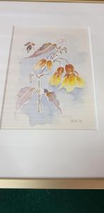 aquarel bloemen in gouden lijst, Ophalen of Verzenden