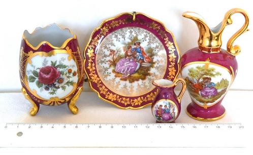 Limoges France porseleinen miniatuur vaasjes en bordje, Antiek en Kunst, Antiek | Porselein, Ophalen of Verzenden