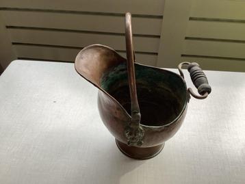 Antieke Koperen Kolenkit met Handvat beschikbaar voor biedingen