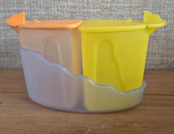 Tupperware trendy roomstel (suiker/melk) Blauw-Oranje-Geel beschikbaar voor biedingen