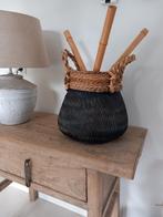 Grote Basket bamboe mand black., Overige materialen, Mand, Rond, Ophalen of Verzenden