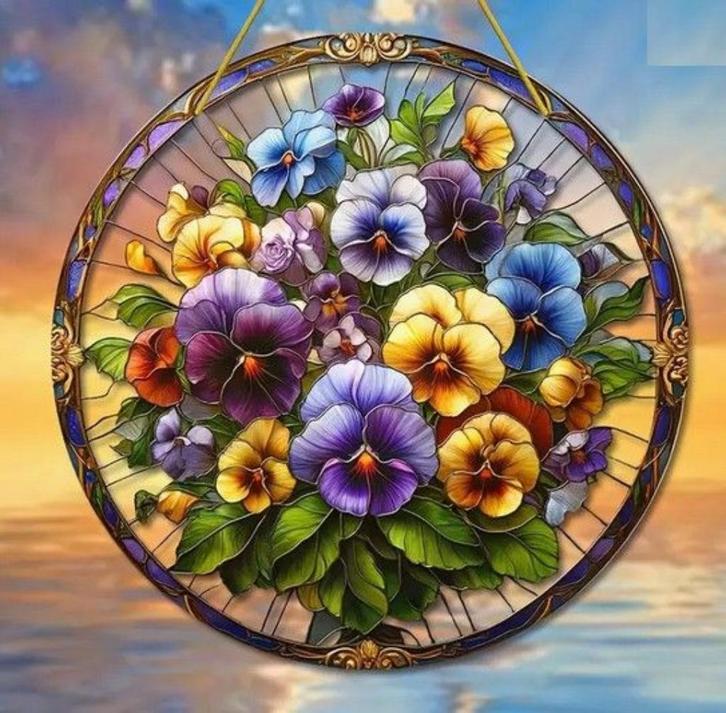 Raamhanger bloemen - viooltjes, Tuin en Terras, Tuinwanddecoratie, Nieuw, Verzenden