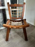 Oude Houten Kloosterstoel met Touw, Huis en Inrichting, Stoelen, Ophalen, Gebruikt, Bruin, Eén
