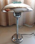 Vintage chromen paddestoel, mushroom, UFO tafellamp. Retro., Ophalen, Gebruikt, Paddestoel, mushroom tafellamp, Glas