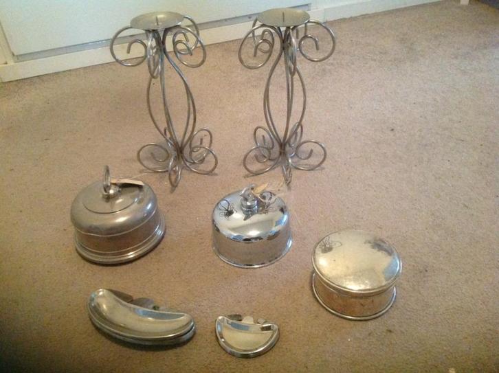 te koop 2 antieke boterstolpen 6 visgraten/citroenschaaltjes, Antiek en Kunst, Antiek | Keukenbenodigdheden, Ophalen of Verzenden