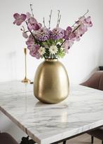 Groot zijden boeket paars witte bloemen orchidee lila, Ophalen of Verzenden