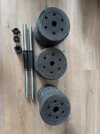 Halter stang met gewicht, 28,75 kilo, Sport en Fitness, Fitnessmaterialen, Ophalen of Verzenden, Zo goed als nieuw, Halterset