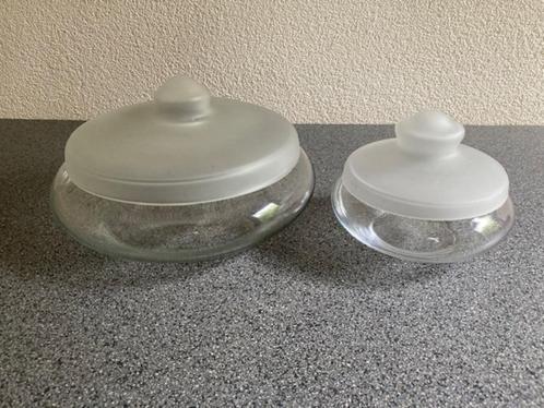 SET glazen  koekschaal +bonbonschaal Leerdam JAREN '60, Antiek en Kunst, Antiek | Glas en Kristal, Ophalen of Verzenden
