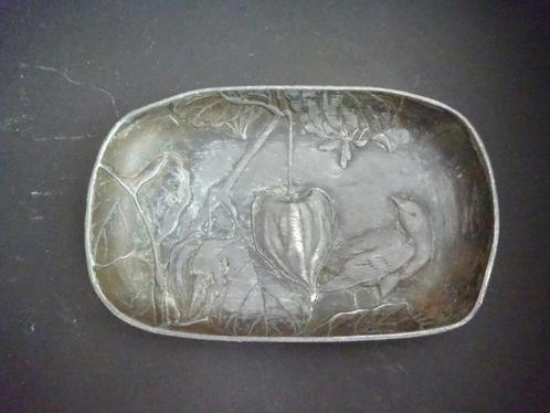 Art nouveau: vide poche schaaltje lampion, Libelle, Merel, Antiek en Kunst, Antiek | Tin, Ophalen of Verzenden