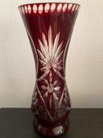 Boheems Kristal Vaas Rood Gegraveerd Art Deco 1900, Antiek en Kunst, Ophalen of Verzenden