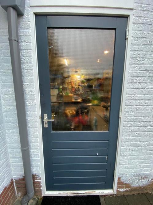 buitendeur schuurdeur hardhout deur draadglas 212,5 x 92,5, Doe-het-zelf en Verbouw, Deuren en Horren, Gebruikt, Buitendeur, 200 tot 215 cm