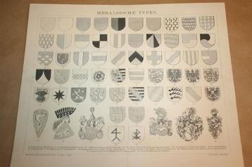 Antieke prent - Wapens Heraldiek - Circa 1885 !! beschikbaar voor biedingen