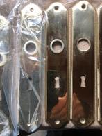 Messing deur krukken met schilden., Ophalen of Verzenden, Gebruikt, Koper of Messing, Klink of Kruk