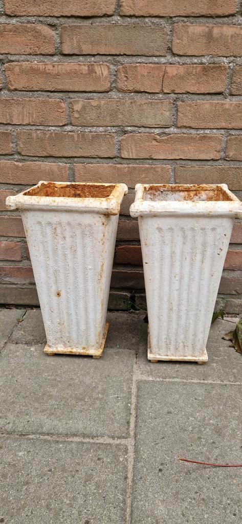 Gietijzeren Vazen Set, Tuin en Terras, Bloembakken en Plantenbakken, Gebruikt, Metaal, Binnen, Balkon, Tuin, 30 tot 60 cm, Minder dan 60 cm