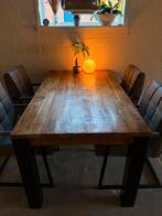 Mango Houten Tafel met 4 Stoelen, Huis en Inrichting, Stoelen, Ophalen, Gebruikt, Bruin, Vier