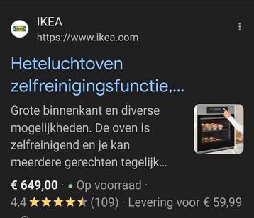 Ikea inbouw elektrische hetelucht oven grill zelfreinigend  beschikbaar voor biedingen