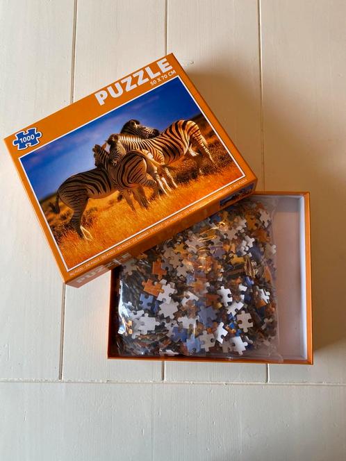 Puzzel zebra’s (1000 stukjes), Hobby en Vrije tijd, Denksport en Puzzels, Zo goed als nieuw, Legpuzzel, 500 t/m 1500 stukjes, Ophalen of Verzenden