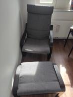 Ikea Poang Fauteuil + Voetenbank - Zwartbruin met antraciet, Huis en Inrichting, Fauteuils, Ophalen, Hout, Zo goed als nieuw, 50 tot 75 cm
