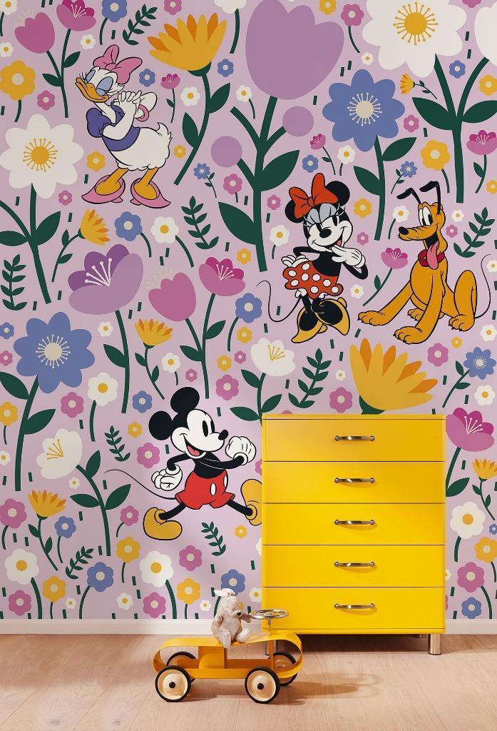 Minnie Mouse Vlies Behang - 200x250 cm - Gratis Verzending, Huis en Inrichting, Stoffering | Behang, Roze, minder dan 10 m², Ophalen of Verzenden