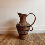 Rotan rieten kruik vaas jaren 60 vintage, Ophalen of Verzenden