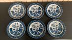 6 gebaksborden. Delftsblauw. Willow Pattern, Ophalen