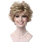 Moderne pruik kort krullend haar goudblond mix L16-613, Verzenden, Nieuw, Pruik of Haarverlenging