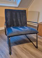 Blauwe stoel velours €10, Ophalen, Gebruikt, 75 tot 100 cm, 50 tot 75 cm
