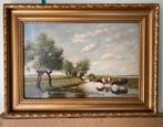 J. Wouters  (1908-2001) Polderlandschap, koeien aan de vaart, Antiek en Kunst, Ophalen