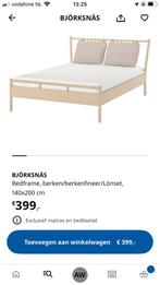 Ikea bed Bjorksnas 140/200 fineer/ berkenhout, Huis en Inrichting, Slaapkamer | Bedden, Ophalen, Wit, Tweepersoons, 140 cm
