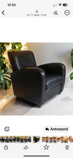 Zwart lederen fauteuil | zwart leer stoel, Minder dan 75 cm, Leer, Modern, Niet bekend