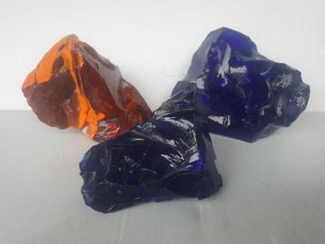 Andara glas - 3 stukken - 2 blauw en 1 oranje beschikbaar voor biedingen
