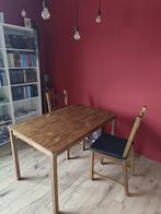 Ikea tafel en twee stoelen incl. kussens, Ophalen, Gebruikt, 100 tot 150 cm, Tot twee personen
