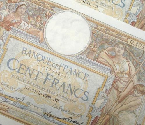 Frankrijk 100 francs 1932-1933-1934, Postzegels en Munten, Bankbiljetten | Europa | Niet-Eurobiljetten, Frankrijk, Ophalen of Verzenden