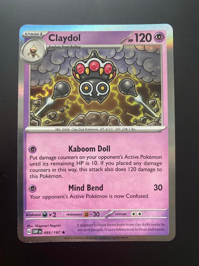 Claydol 095/197 Holo Pokémon Scarlet & Violet Obsidian Flame, Ophalen of Verzenden, Zo goed als nieuw, Losse kaart