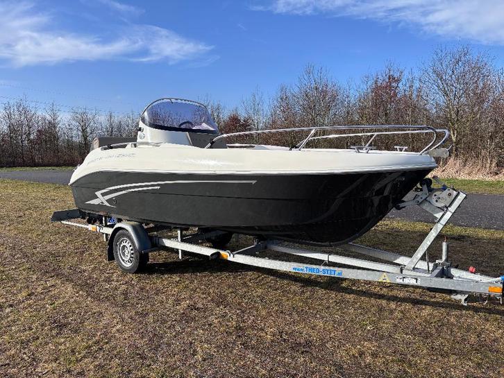 Prins 480 Open + 75 PK Tohatsu (Honda blok) en trailer, Watersport en Boten, Vis- en Consoleboten, Gebruikt, 70 pk of meer, 3 tot 6 meter