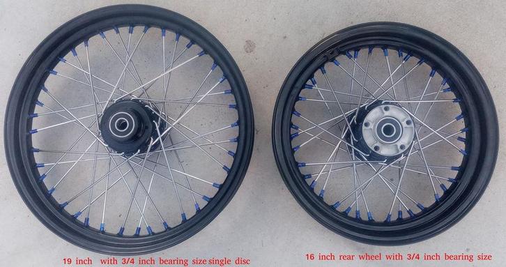 set wielen 16 inch achter, 19 inch voor met 3/4 inch lagers, Motoren, Onderdelen | Harley-Davidson, Nieuw, Ophalen of Verzenden